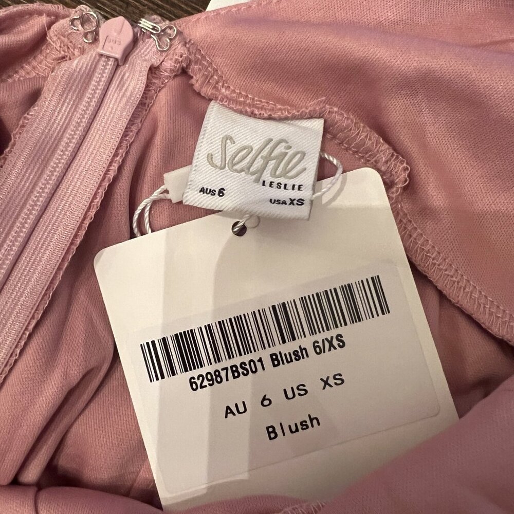 NWT Selfie Leslie Halley Balloon Sleeve Blush Pink Lace Mini Dress Size XS - Picture 8 of 9